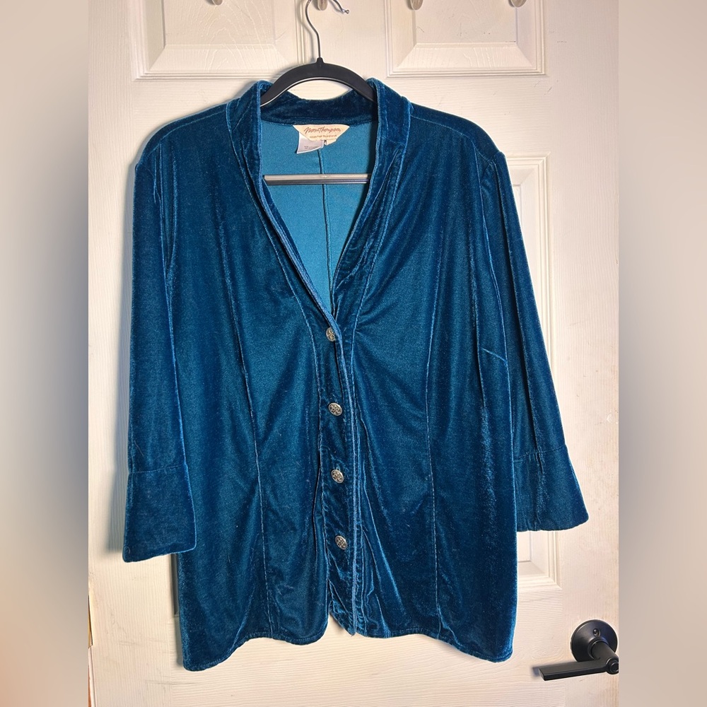 Norm Thompson Teal Velvet Jacket